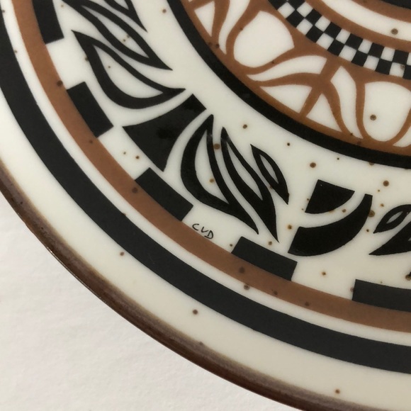 Set Of Two Speckled Southwest Aztec Stoneware Luncheon Plates CVD - Picture 6 of 15